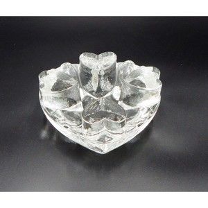Glasdesign Georgshutte Germany Heart Shaped Clear Art Glass Trivet Warmer Stand